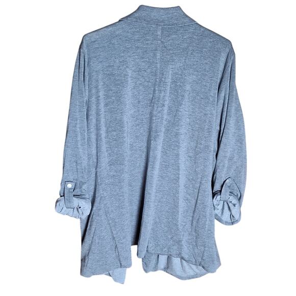 Torrid 5 Women 5x Plus Size Gray Knit Jersey Roll Tab Sleeve Flowy Blazer Jacket - Picture 3 of 7